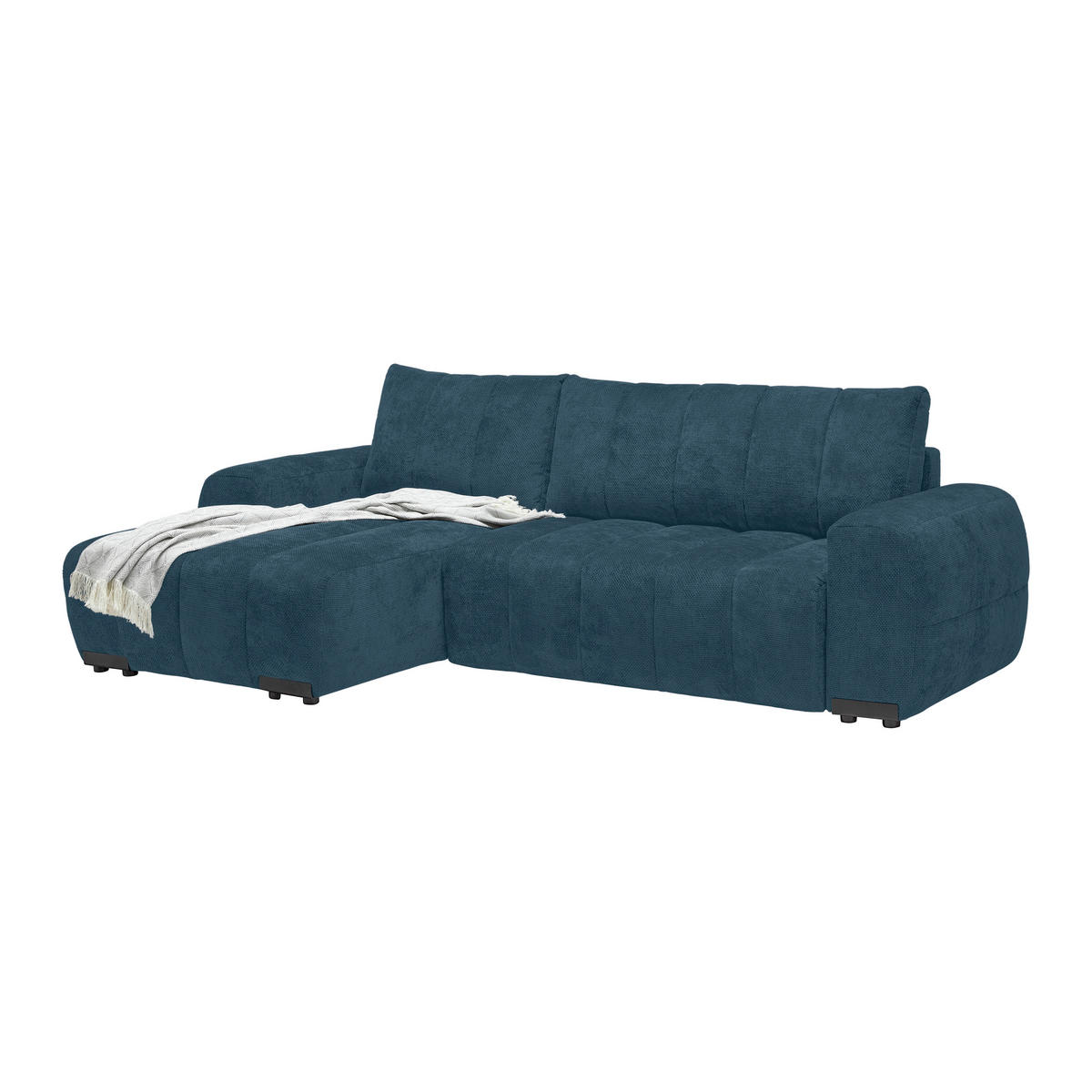 ECKSOFA Flachgewebe Petrol  - Schwarz Hochglanz/Petrol, Modern, Textil/Metall (166/93/273cm) - MID.YOU