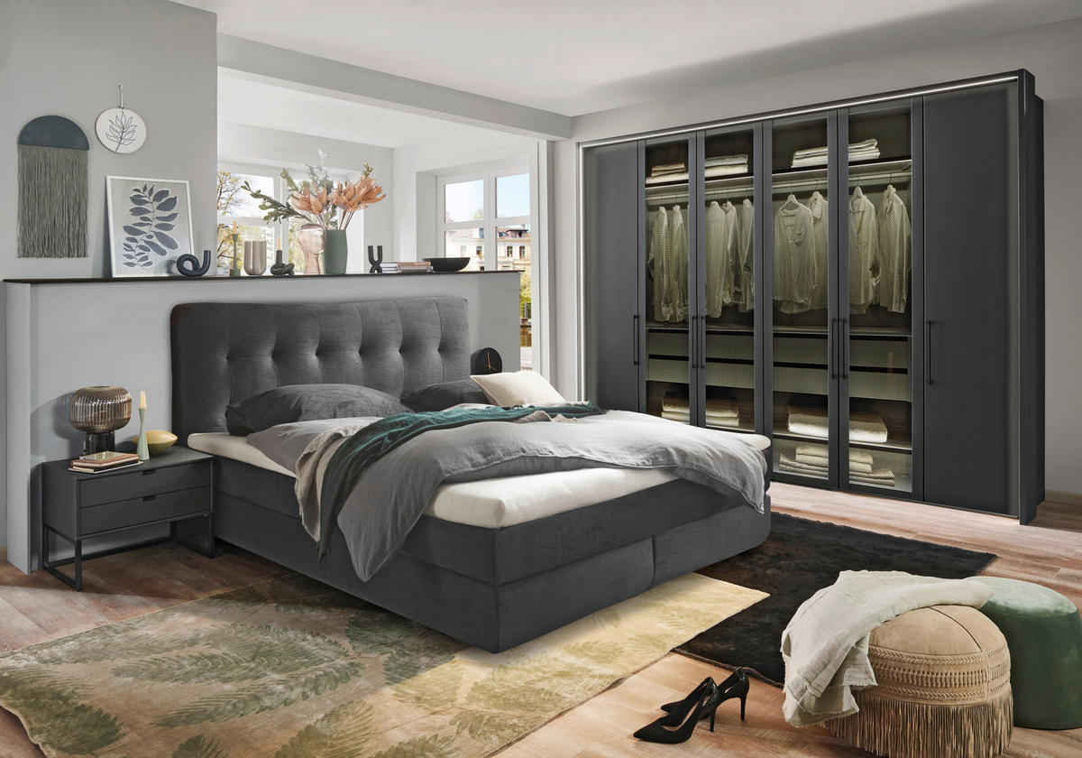 BOXSPRINGBETT 180/200 cm  in Schwarz  - Schwarz, Basics, Holzwerkstoff/Kunststoff (180/200cm) - Esposa