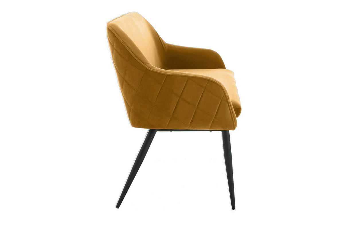 SITZBANK 160/85/61 cm Samt Senfgelb Metall  - Senfgelb/Schwarz, MODERN, Textil/Metall (160/85/61cm) - Livetastic