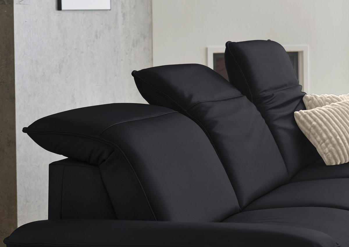 ECKSOFA  Echtleder Anthrazit  - Anthrazit/Schwarz, Design, Leder/Metall (307/169cm) - Beldomo Premium