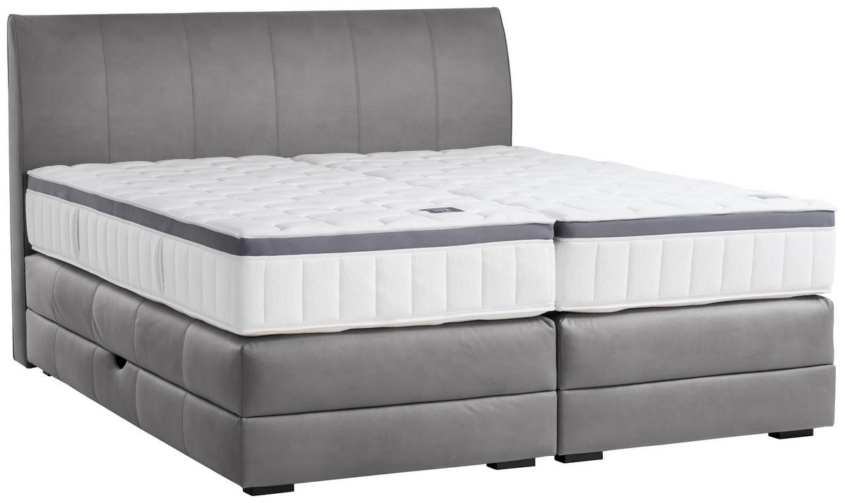 BOXSPRINGBETT 200/200 cm  in Grau  - Wengefarben/Grau, KONVENTIONELL, Holz/Textil (200/200cm) - Novel