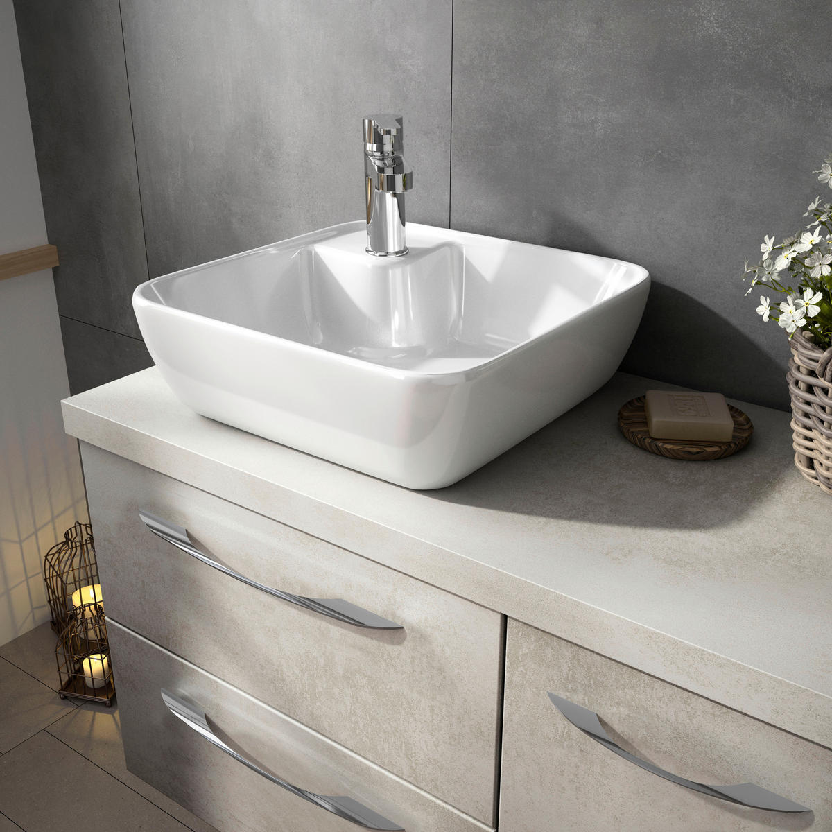 BADEZIMMER  in 90 cm  - Weiß/Grau, KONVENTIONELL, Holzwerkstoff (90cm) - Pelipal