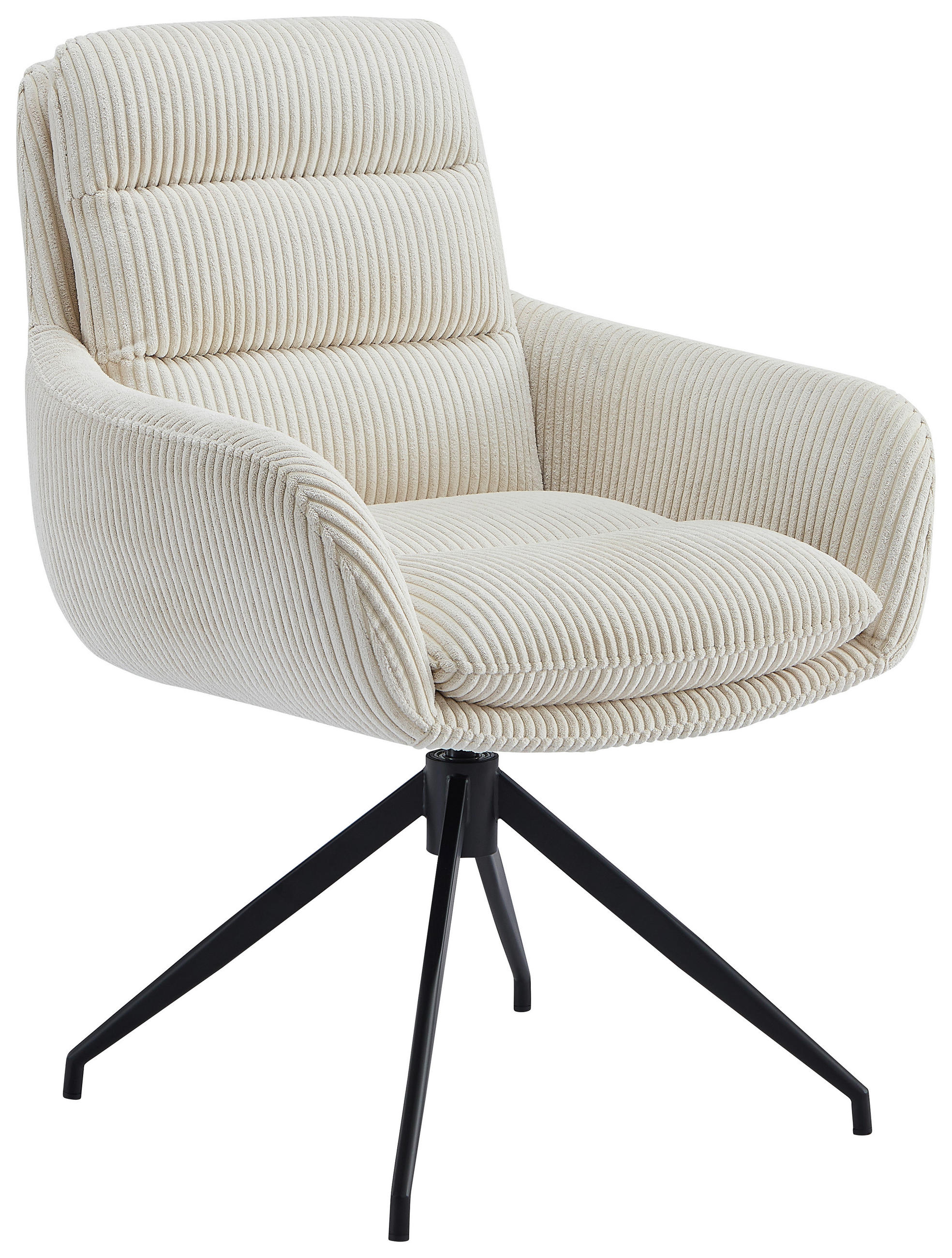 ARMLEHNSTUHL  Sitzfläche 360° drehbar, automatische Rückholfunktion Cord  Beige  - Beige/Schwarz, Design, Textil/Metall (68/86/65cm) - Novel