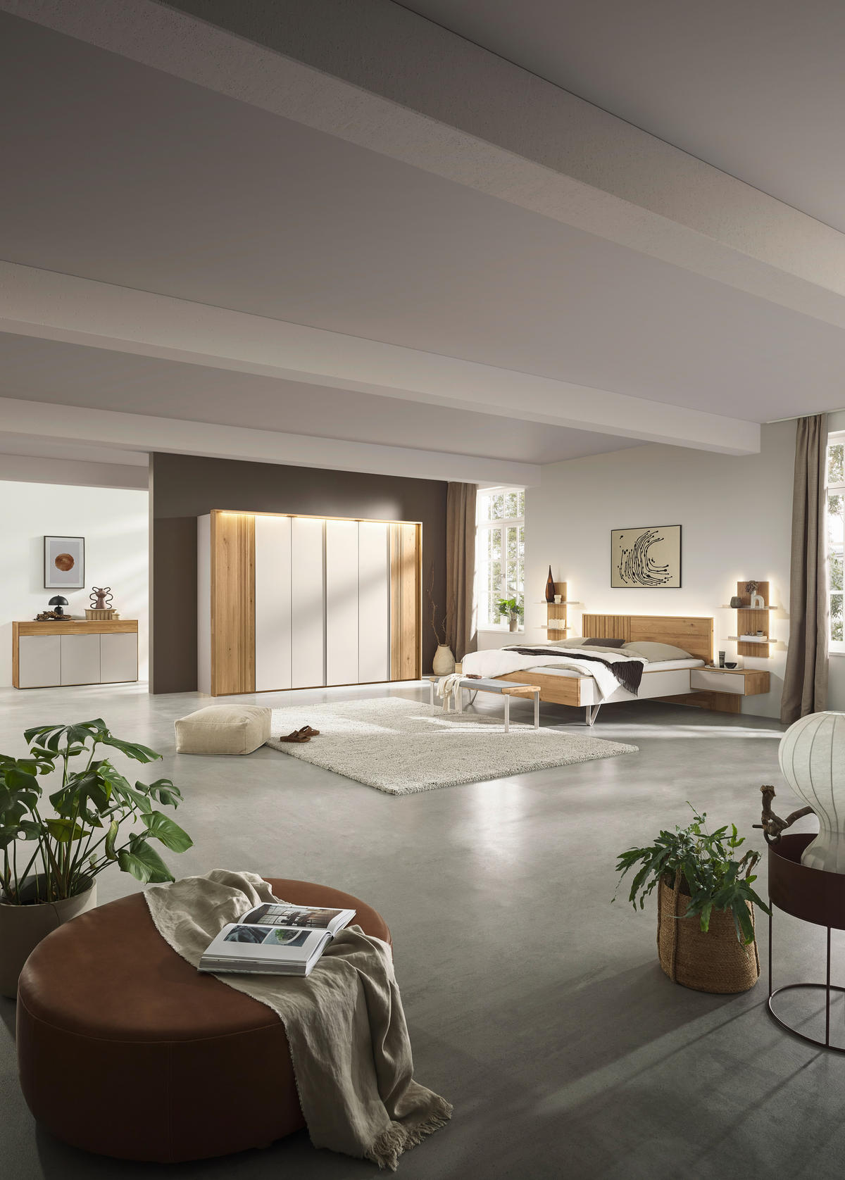 BETTANLAGE - Wildeiche/Perlmutt, Design, Holz (180/200cm) - Valnatura