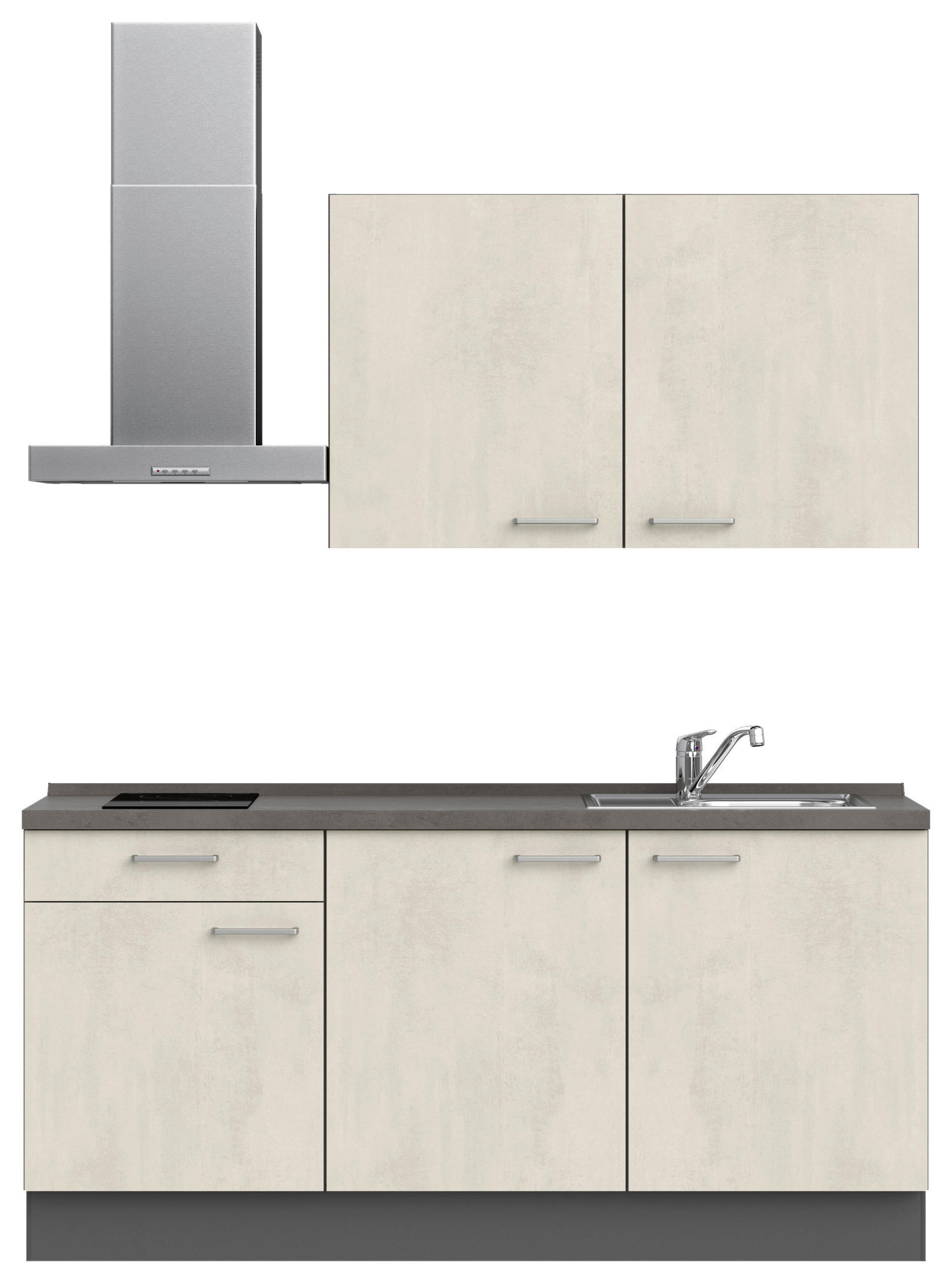 KÜCHENLEERBLOCK 180 cm   in Weiß, Schieferfarben  - Schieferfarben/Edelstahlfarben, MODERN, Holzwerkstoff/Metall (180cm) - Nobilia
