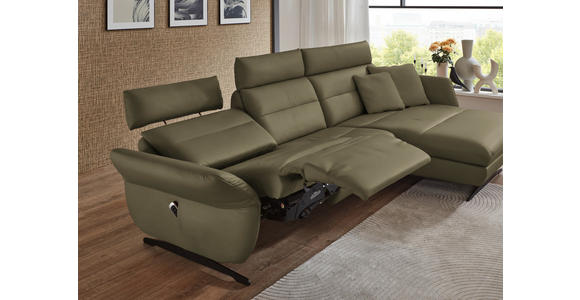 ECKSOFA in Echtleder Olivgrün  300/157 cm  - Schwarz/Olivgrün, Design, Leder/Metall (300/157cm) - Dieter Knoll