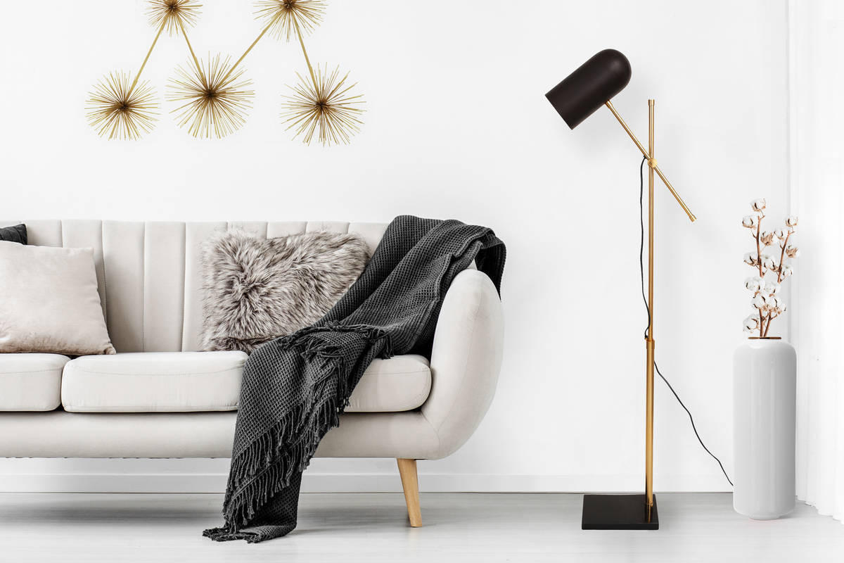 GOLVLAMPA  58/138/18 cm   - brun/guldfärgad, Trend, metall/plast (58/138/18cm) - Kayoom