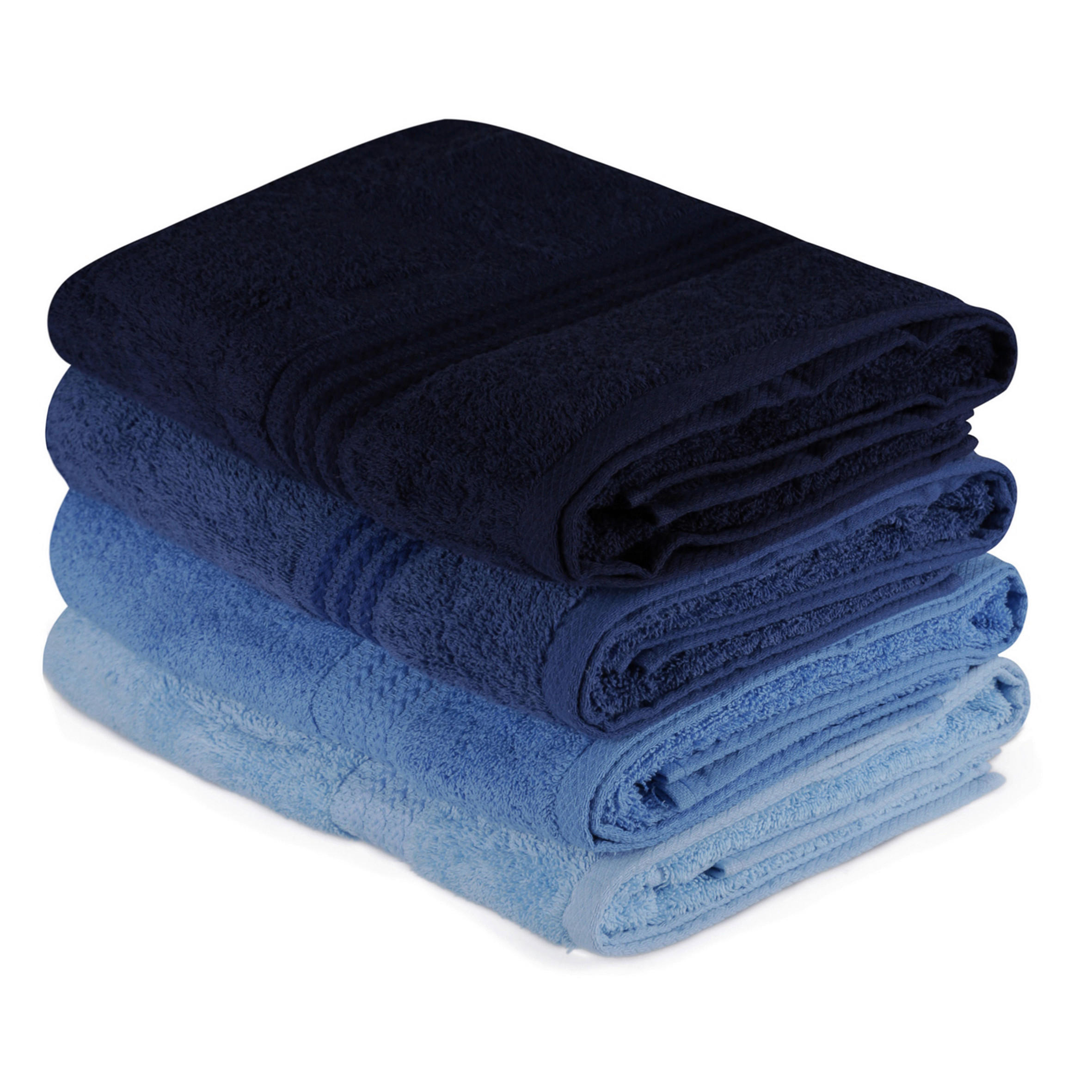 DUSCHTUCHSET Blau, Hellblau, Dunkelblau 4-teilig  - Blau/Dunkelblau, Basics, Textil (70/140cm)