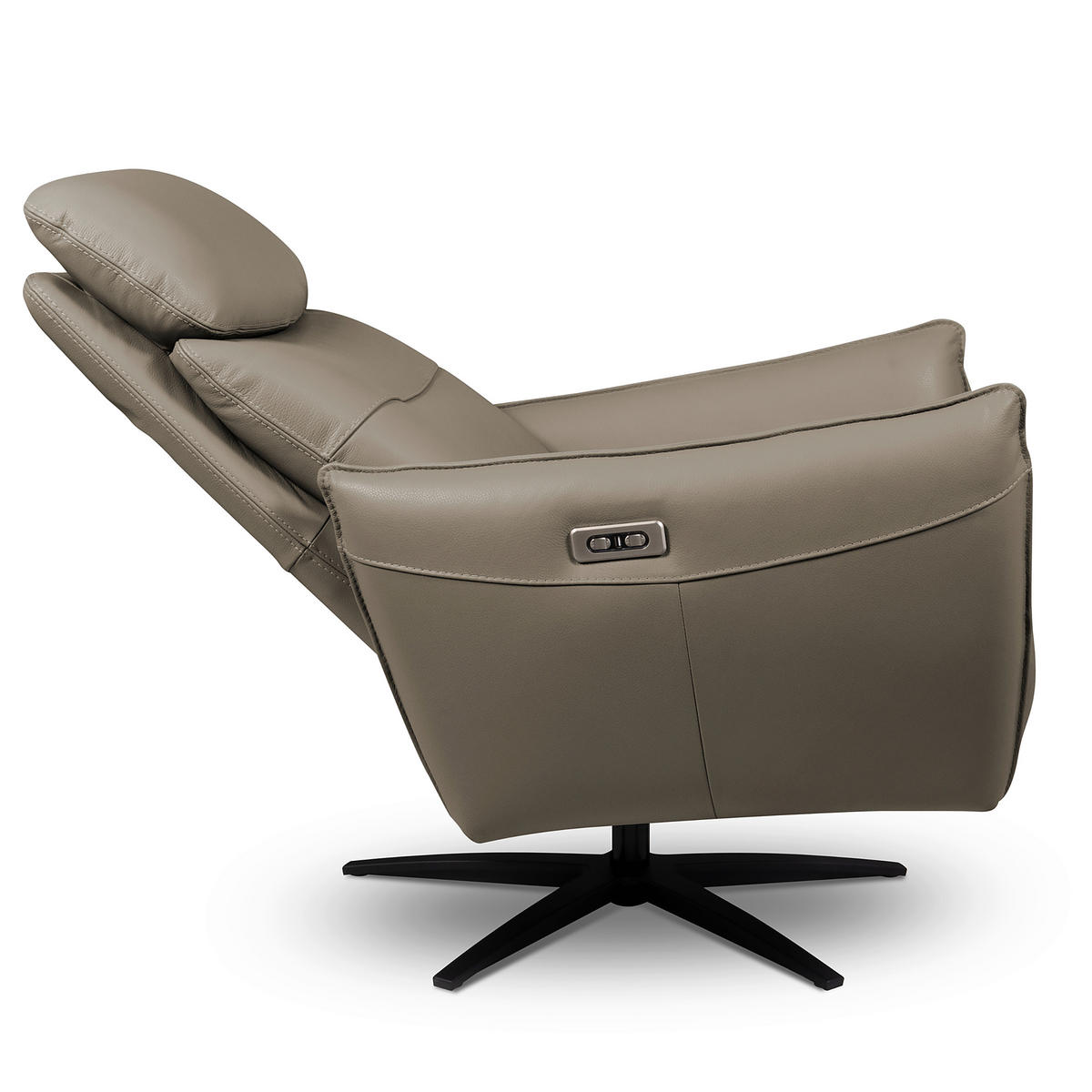 RELAXSESSEL Leder Taupe  - Taupe/Schwarz, Design, Leder/Metall (77/107/88cm) - Livetastic