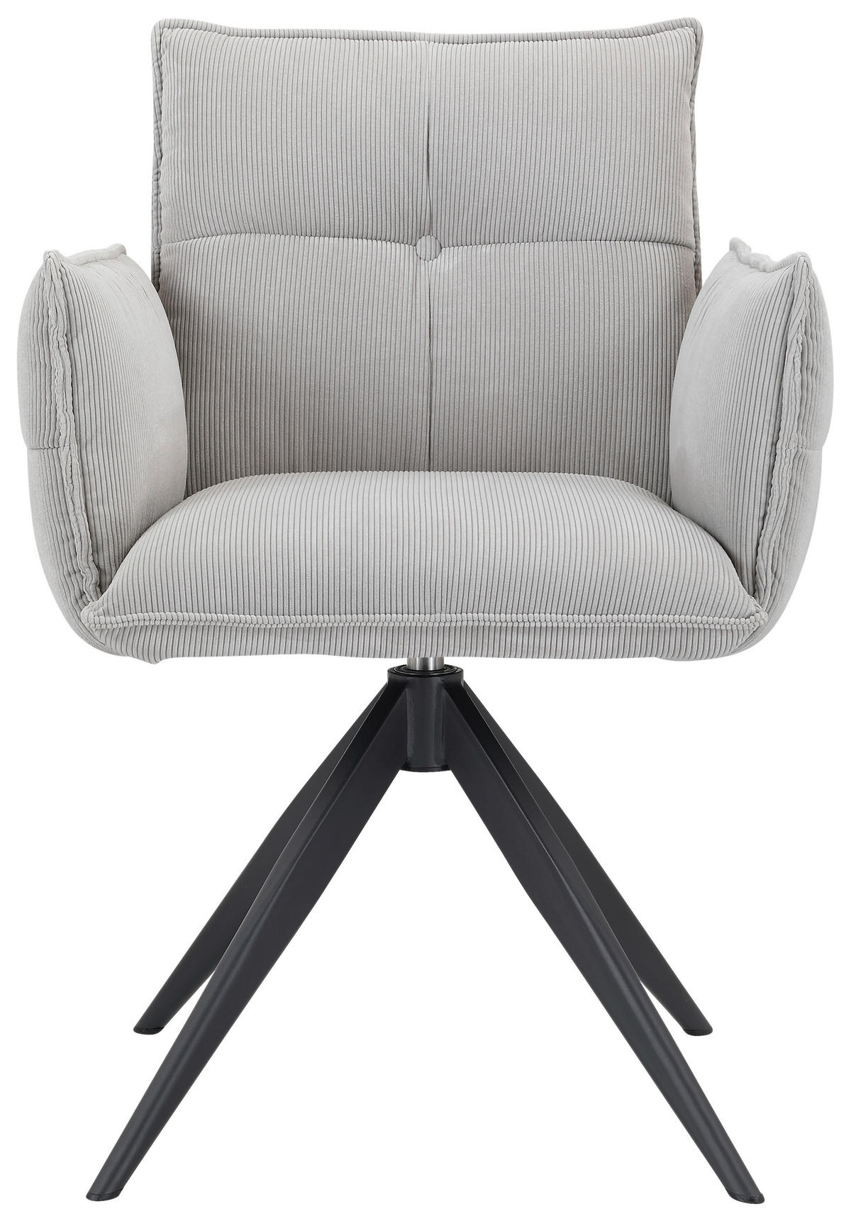 ARMLEHNSTUHL  in Eisen Cord  - Hellgrau/Schwarz, Design, Textil/Metall (63,5/85/63,5cm) - Novel