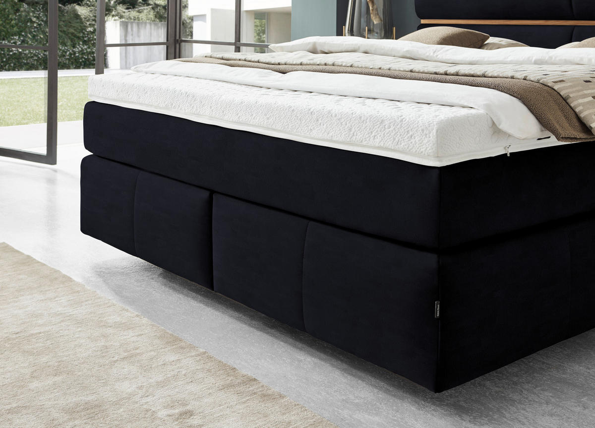 BOXSPRINGBETT 180/200 cm  in Schwarz, Eichefarben  - Eichefarben/Schwarz, KONVENTIONELL, Holz/Kunststoff (180/200cm) - Dieter Knoll