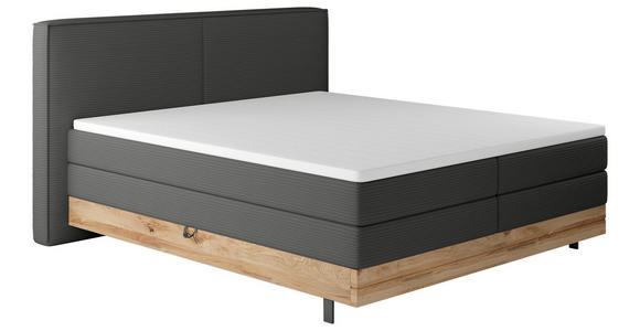 BOXSPRINGBETT 180/200 cm in Anthrazit - Anthrazit/Schwarz, Natur, Holz/Textil (180/200cm) - Valnatura