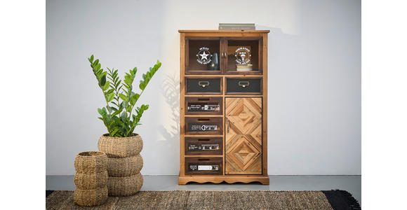 KOMMODE in 75/127/32 cm - Hellbraun/Messingfarben, LIFESTYLE, Glas/Holz (75/127/32cm) - Landscape