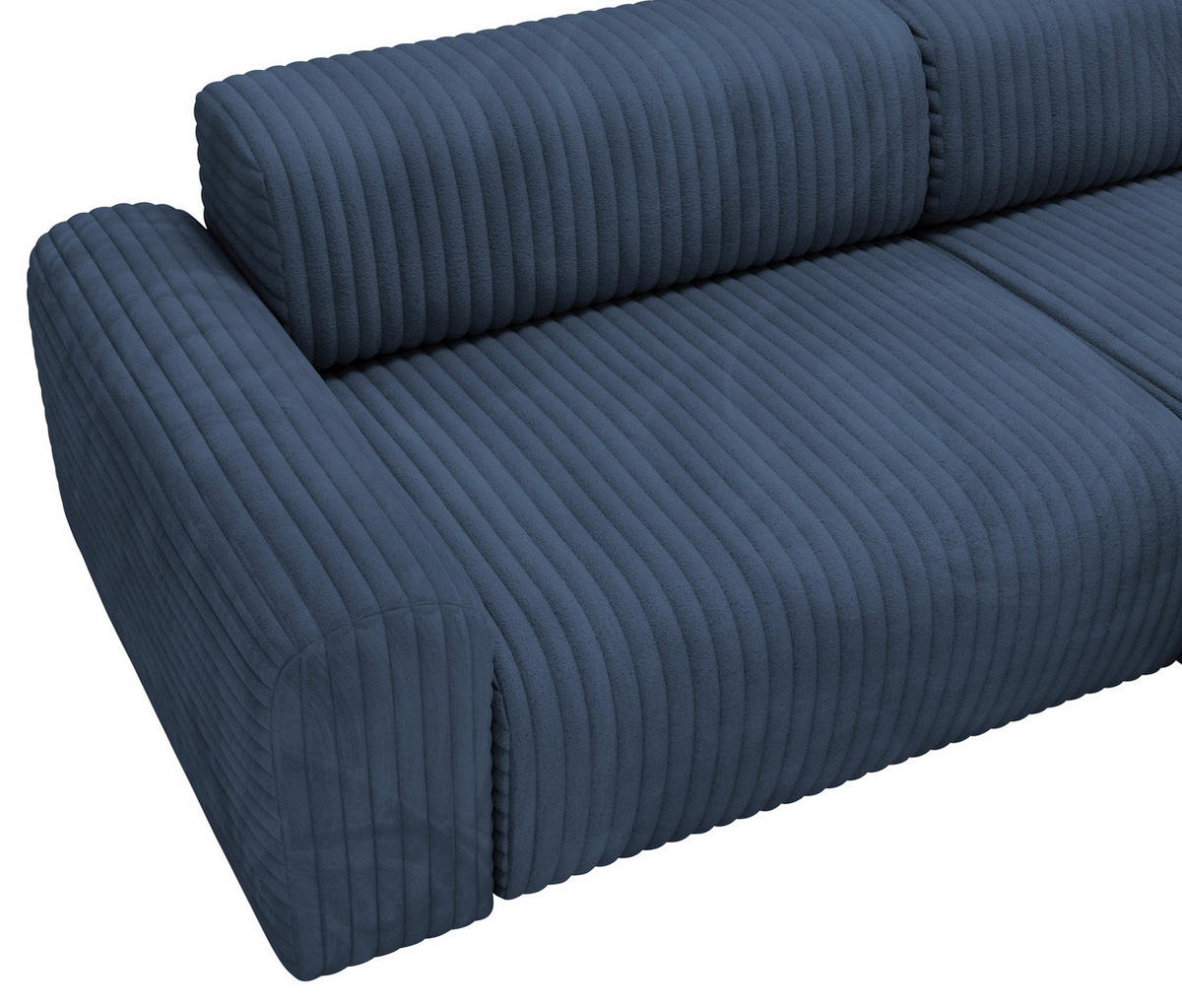 ECKSOFA Dunkelblau Cord  - Schwarz/Dunkelblau, Design, Kunststoff/Textil (292/178cm) - home24