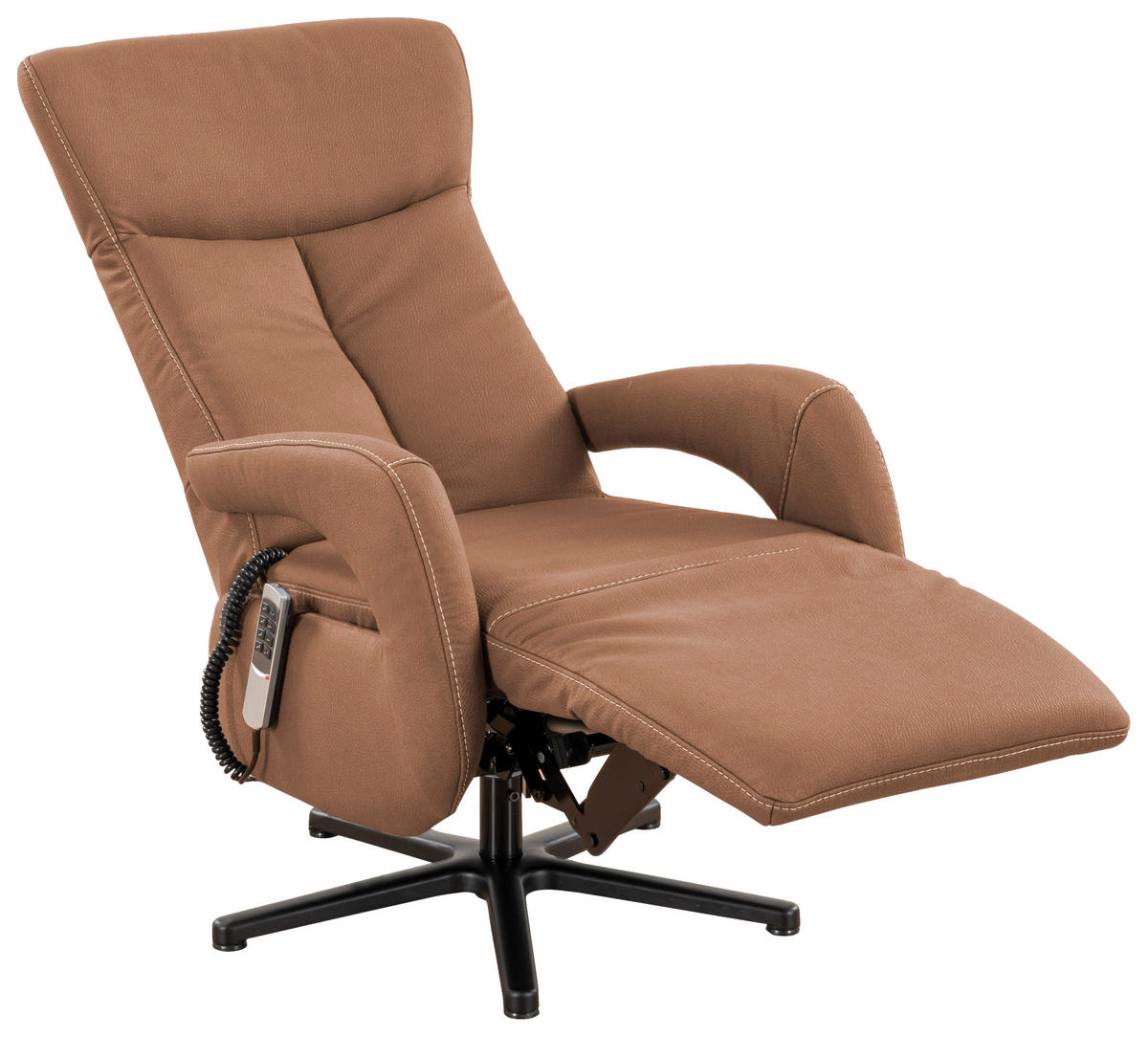 FERNSEHSESSEL in Mikrofaser Cognac  - Cognac/Beige, Modern, Textil/Metall (67/108/80cm) - Livetastic