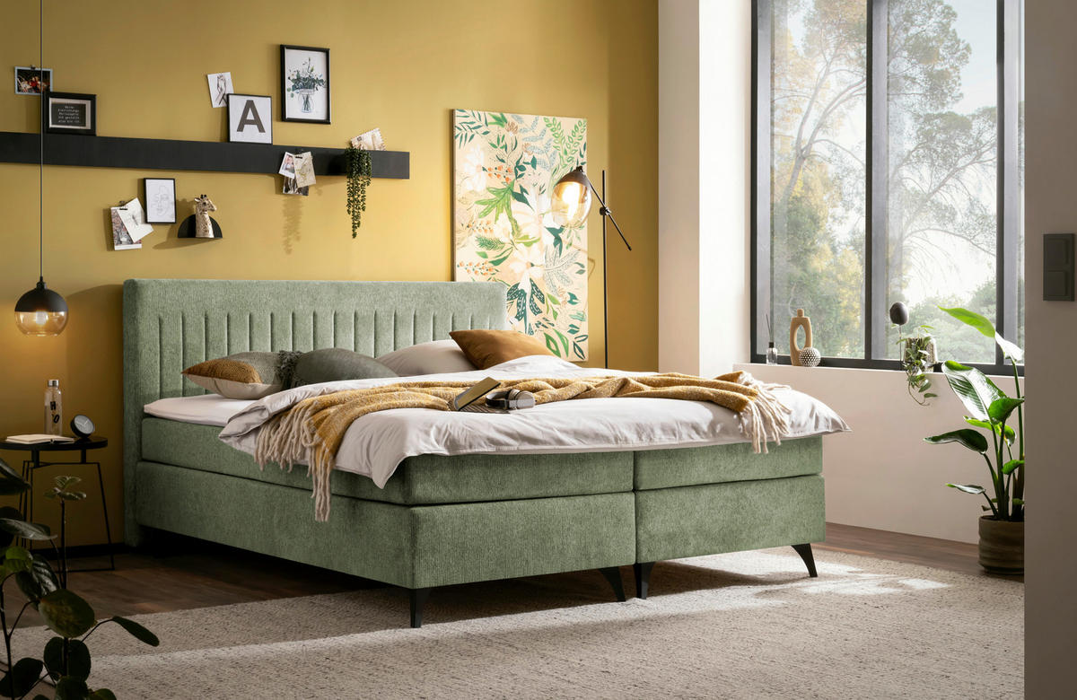 BOXSPRINGBETT 180/200 cm  in Grün  - Schwarz/Grün, Basics, Textil/Metall (180/200cm) - Boxxx