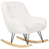 SCHAUKELSTUHL in Bouclé, Teddystoff Creme, Naturfarben, Schwarz  - Creme/Schwarz, KONVENTIONELL, Holz/Textil (72/88/95cm) - Livetastic