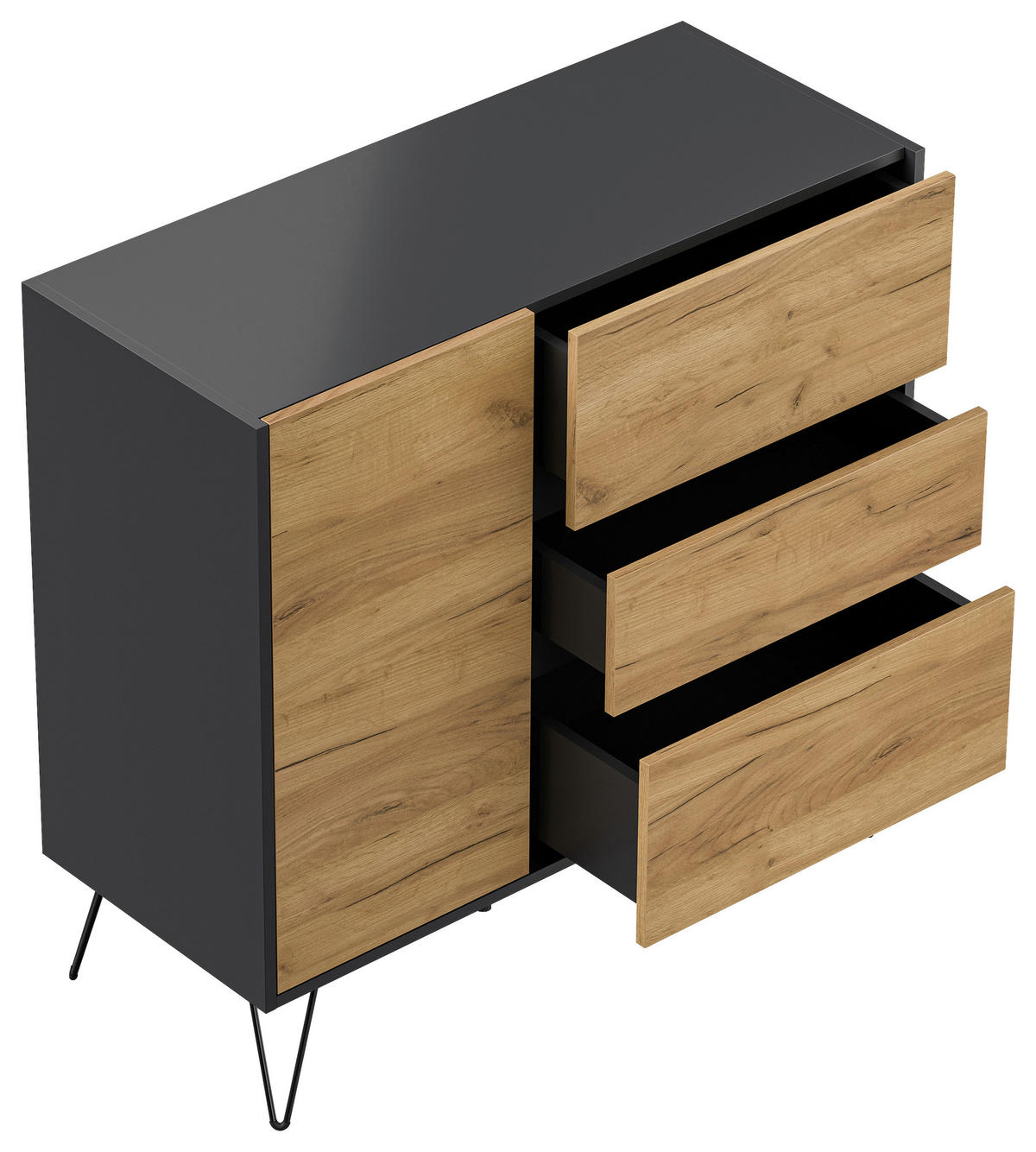 SIDEBOARD Posseik Industrial  in 99/93,6/42 cm  - Elfenbein/Eichefarben, Design, Holzwerkstoff/Metall (99/93,6/42cm) - P & B