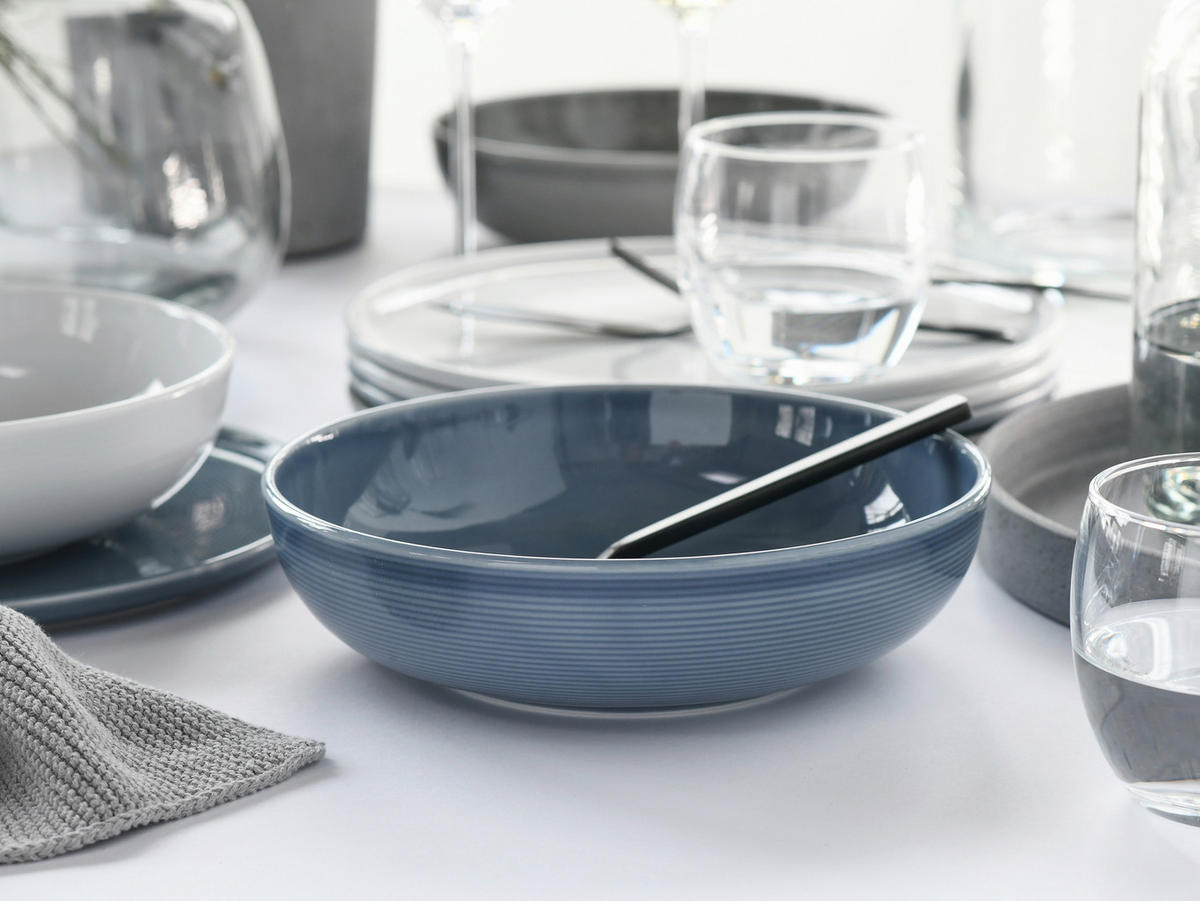 TAFELSERVICE Grau, Weiß, Graublau Session Urban 12-teilig  - Graublau/Weiß, Basics, Keramik - Creatable