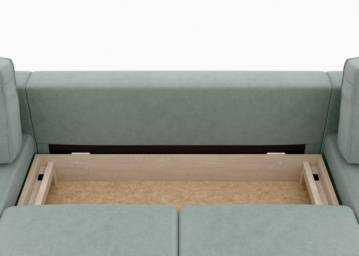 WOHNLANDSCHAFT Grau Struktur  - Schwarz/Grau, MODERN, Textil/Metall (161/306/161cm) - Trendmanufaktur