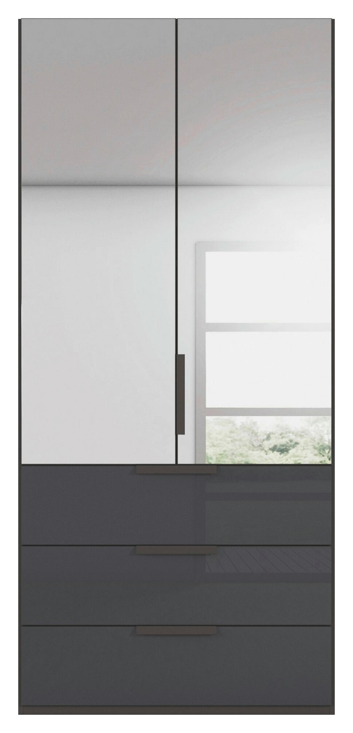 DREHTÜRENSCHRANK 101/235/61 cm,  in Graphitfarben, 2-türig  - Graphitfarben, Basics, Glas/Holzwerkstoff (101/235/61cm) - Novel