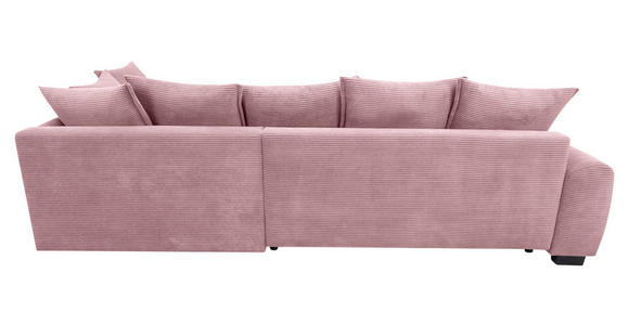 ECKSOFA Rosa Cord Rückenkissen, Armlehnenkissen, Bettkasten, Schlaffunktion, Rücken echt, Liegefläche im Originalstoff  - Schwarz/Rosa, KONVENTIONELL, Kunststoff/Textil (304/212cm) - Carryhome