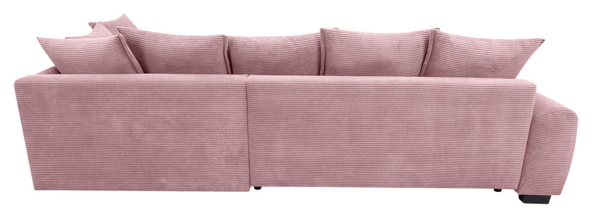 ECKSOFA Rosa Cord Rückenkissen, Armlehnenkissen, Bettkasten, Schlaffunktion, Rücken echt, Liegefläche im Originalstoff  - Schwarz/Rosa, KONVENTIONELL, Kunststoff/Textil (304/212cm) - Carryhome