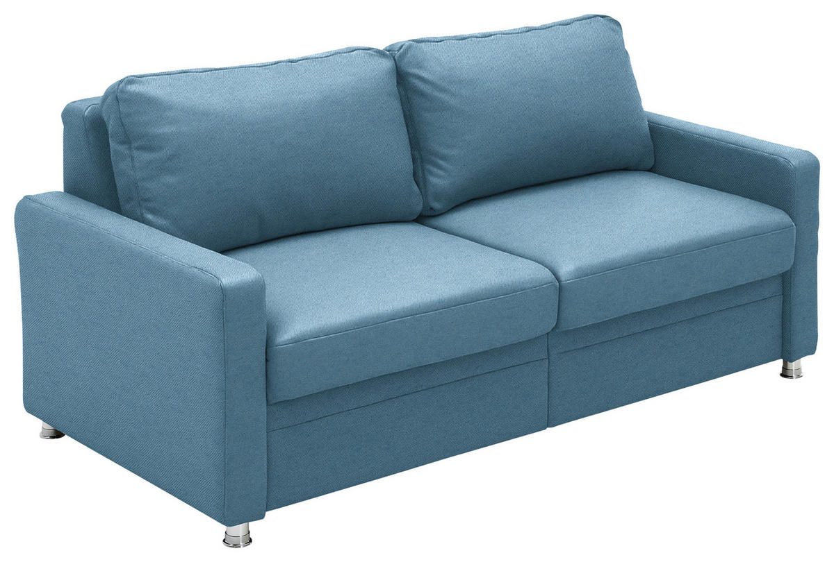 SCHLAFSOFA Chenille Blau  - Chromfarben/Blau, KONVENTIONELL, Textil/Metall (186/90/100cm) - Beldomo Style