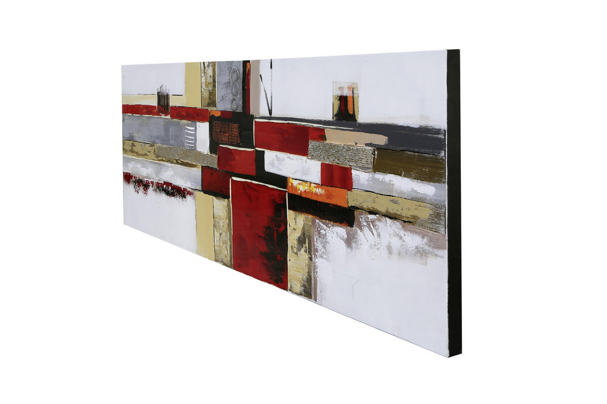 ÖLGEMÄLDE Abstraktes  - Gelb/Rot, Design, Holz/Textil (150/55/3.5cm) - Monee