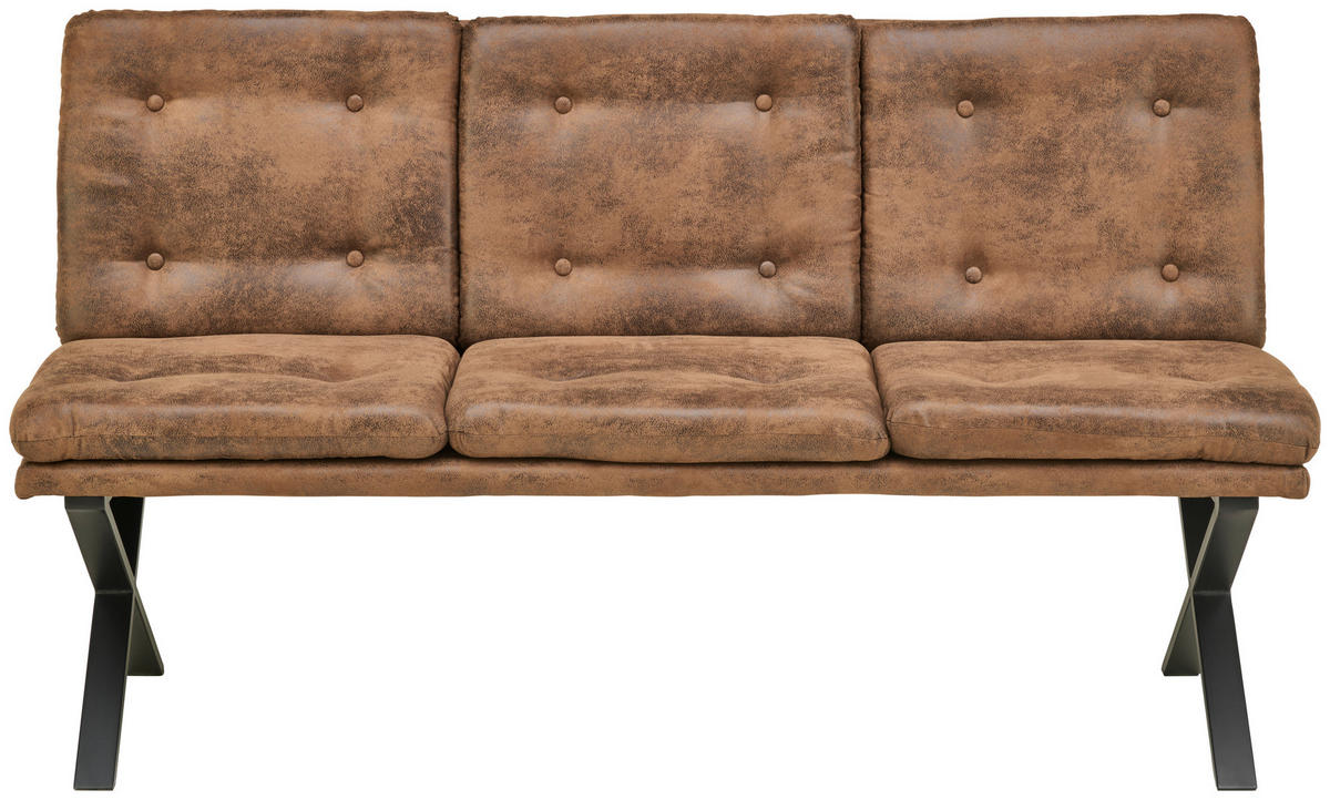 SITZBANK Metall, Textil Braun  - Schwarz/Braun, Lifestyle, Textil/Metall (160/90/41cm) - MID.YOU