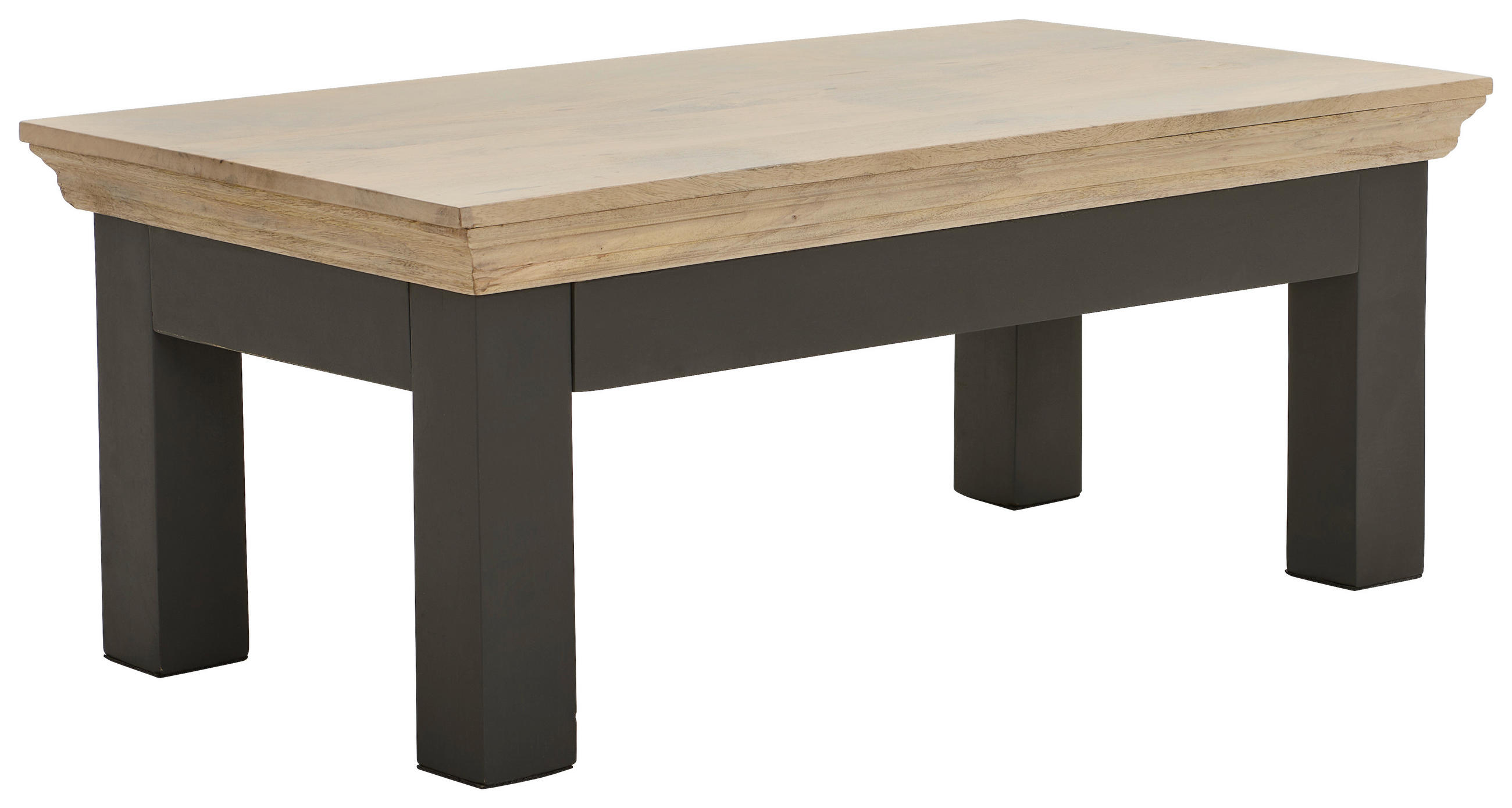 COUCHTISCH Bangui Mangoholz massiv rechteckig Grau, Naturfarben  - Schwarz/Naturfarben, Natur, Holz/Metall (100/40/55cm) - Livetastic
