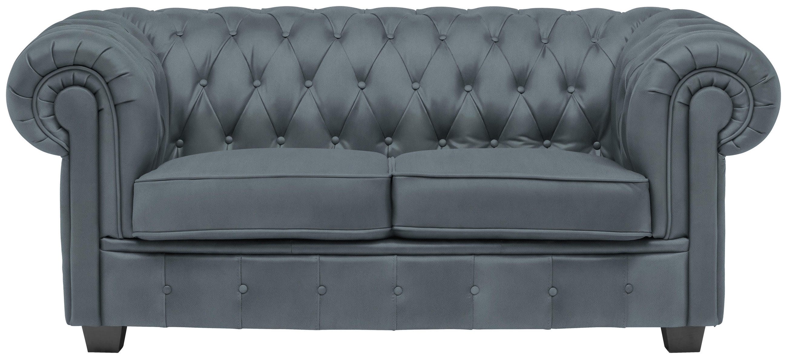CHESTERFIELD-SOFA  in Lederlook Graublau  - Wengefarben/Graublau, LIFESTYLE, Holz/Textil (180/76,5/96cm) - Landscape