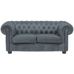 CHESTERFIELD-SOFA in Lederlook Graublau  - Wengefarben/Graublau, LIFESTYLE, Holz/Textil (180/76,5/96cm) - Landscape