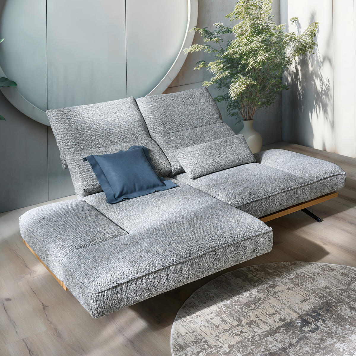 ECKSOFA Beige Chenille  - Beige/Schwarz, Design, Holz/Textil (132/240cm) - Koinor