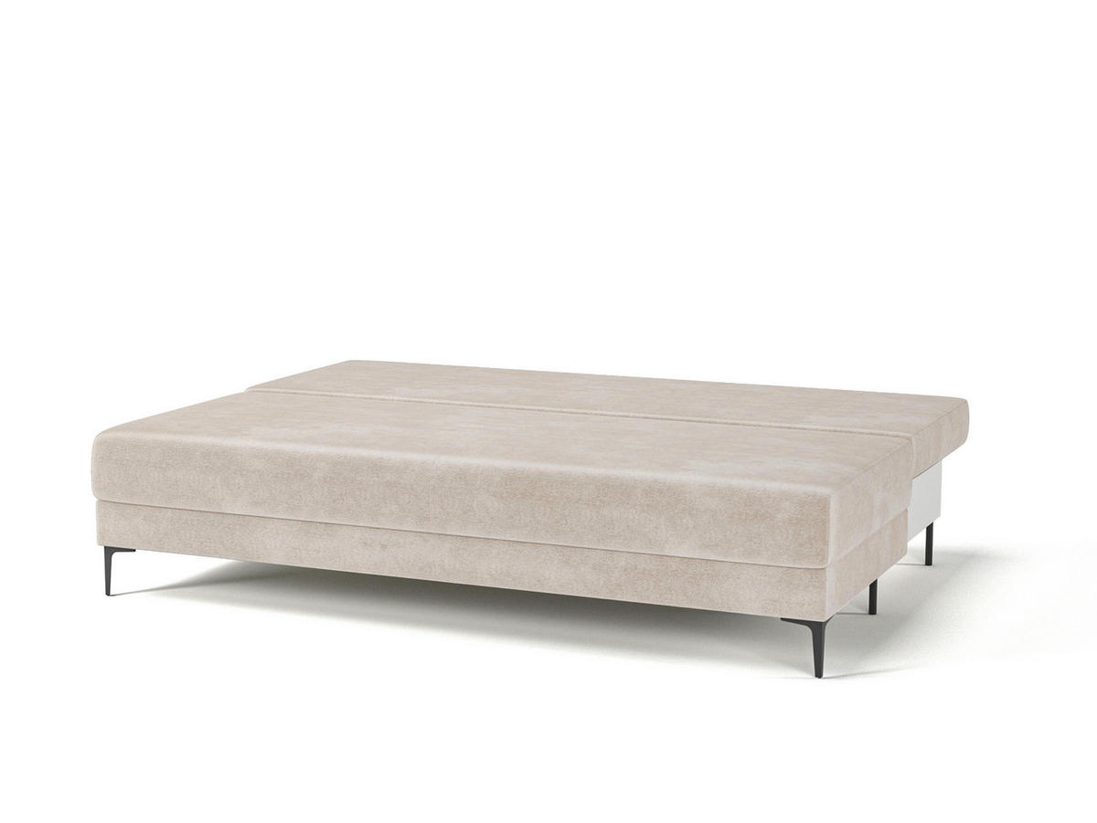 SCHLAFSOFA LEIPZIG in Velours Beige  - Beige/Schwarz, Design, Textil/Metall (200/78,5/88cm) - MID.YOU
