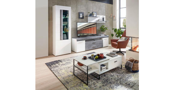 WOHNWAND  in Grau, Weiß  290/194/45 cm  - Silberfarben/Weiß, Design, Glas/Holzwerkstoff (290/194/45cm) - Xora