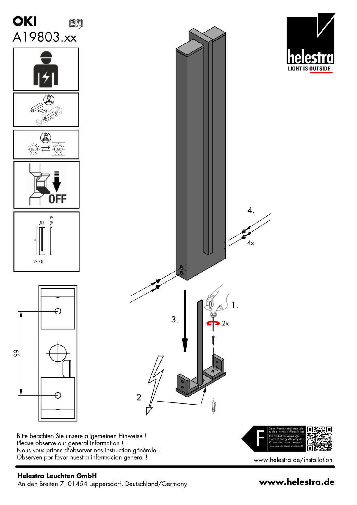 AUSSENSTEHLEUCHTE Oki 16/8/83 cm  - Graphitfarben, Design, Kunststoff/Metall (16/8/83cm) - Helestra