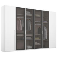 DREHTÜRENSCHRANK 301/235/60 cm,  in Weiß, 6 Tür(en)  - Weiß/Grau, Trend, Glas/Holzwerkstoff (301/235/60cm) - Novel