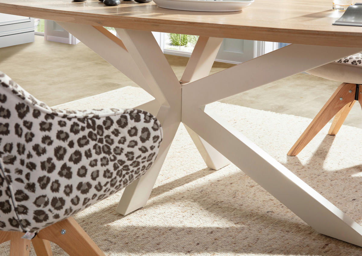 ESSTISCH Holz 220/100/77 cm  - Weiss/Eichefarben, Modern, Holz/Metall (220/100/77cm) - Livetastic