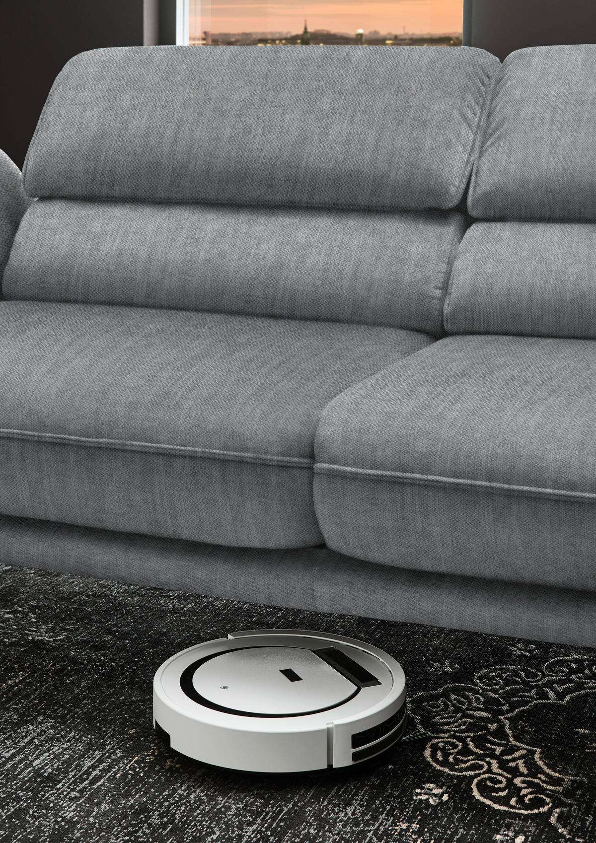 ECKSOFA in Velours Silberfarben  - Silberfarben/Schwarz, Design, Textil/Metall (283/153cm) - Valdera