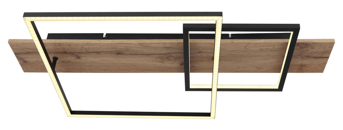 DECKENLEUCHTE 24 W    75/40/10 cm  - Opal/Schwarz, Trend, Holzwerkstoff/Kunststoff (75/40/10cm) - Globo