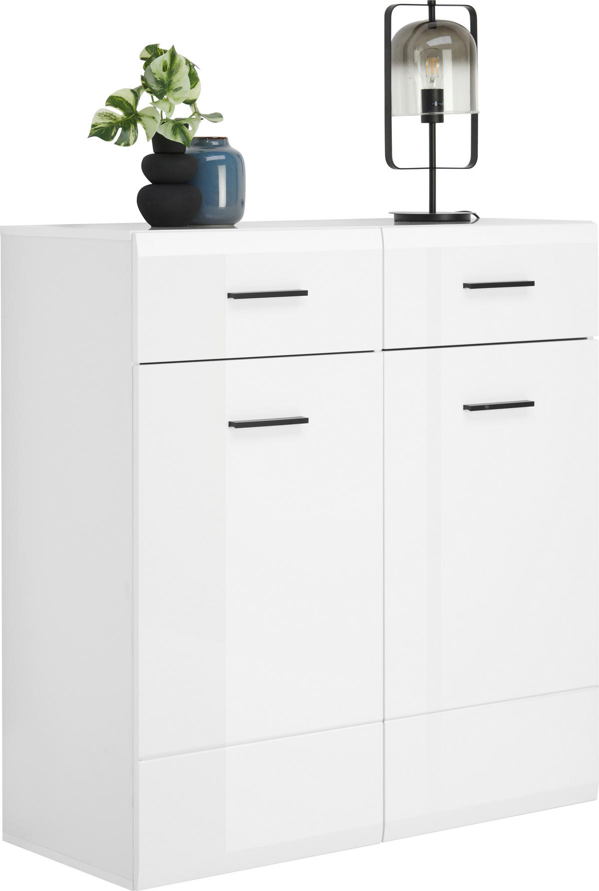 CIPŐSSZEKRÉNY 100/104/42 cm  - antracit/magasfényű fehér, Basics, műanyag/faalapú anyag (100/104/42cm) - Hom`in