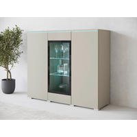 HIGHBOARD Vera  in 120/103,3/39,5 cm  - Kaschmir/Beige, Trend, Glas/Holzwerkstoff (120/103,3/39,5cm) - P & B