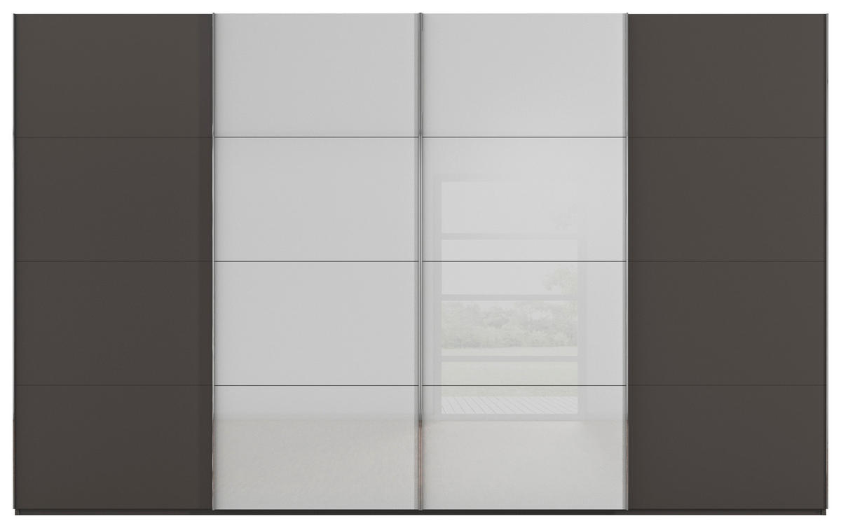 SCHWEBETÜRENSCHRANK 361/235/68 cm 4-türig  - Chromfarben, KONVENTIONELL, Glas/Holzwerkstoff (361/235/68cm) - Novel