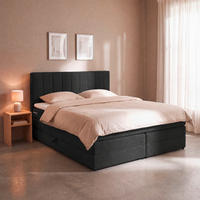 BOXSPRINGBETT 140/200 cm,  in Anthrazit, gepolstertes Kopfteil, Bettkasten, Topper, Matratzen, H2 + H2 = mittel  - Anthrazit/Schwarz, Basics, Kunststoff/Textil (140/200cm) - Boxxx