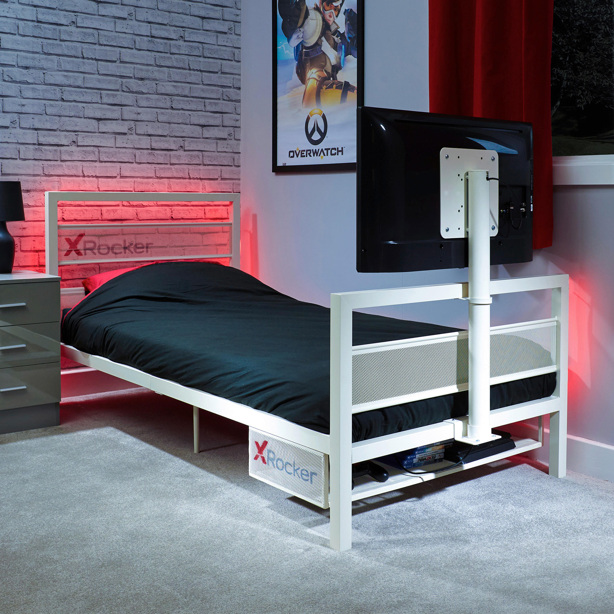 METALLBETT 90/190 cm  in Weiß  - Weiß, MODERN, Metall (90/190cm) - X Rocker
