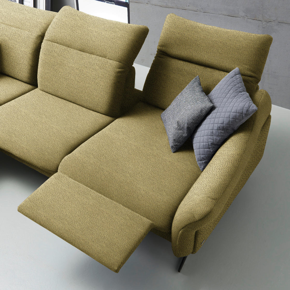 ECKSOFA in Webstoff Hellgrün  - Anthrazit/Hellgrün, Design, Textil/Metall (203/299cm) - Himolla