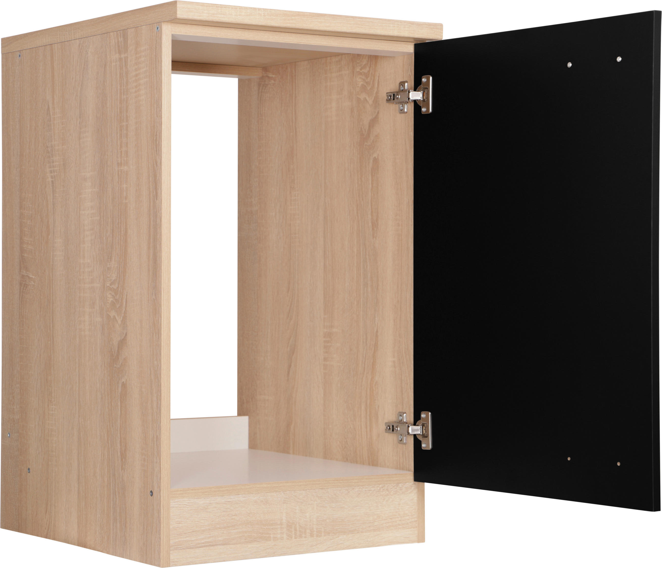 SPÜLENUNTERSCHRANK 50/84,8/60 cm  in Schwarz, Eichefarben  - Eichefarben/Silberfarben, Basics, Holzwerkstoff/Metall (50/84,8/60cm) - Respekta