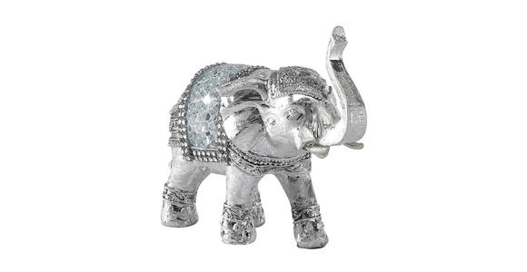 DEKOELEFANT - Silberfarben/Weiß, Basics, Kunststoff (15/6,5/12,5cm) - Ambia Home