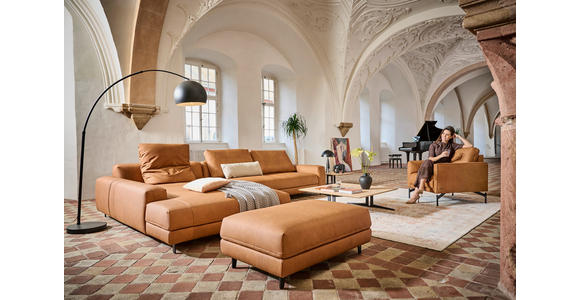 ECKSOFA  in Echtleder Hellbraun  225/355 cm  - Hellbraun/Anthrazit, Design, Leder/Metall (225/355cm) - Johann Jakob